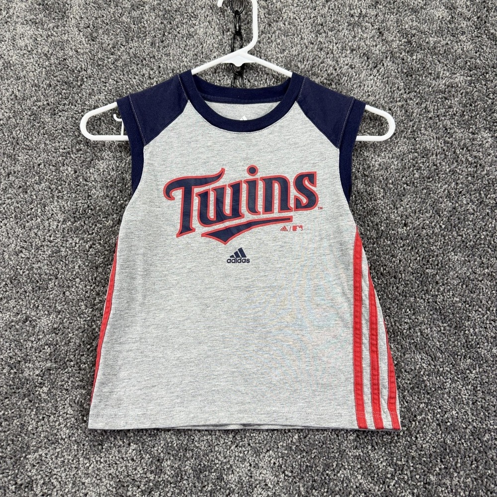 Minnesota Twins Shirt Boys 6 Gray MLB Baseball Adidas Sleeveless Graphic Top